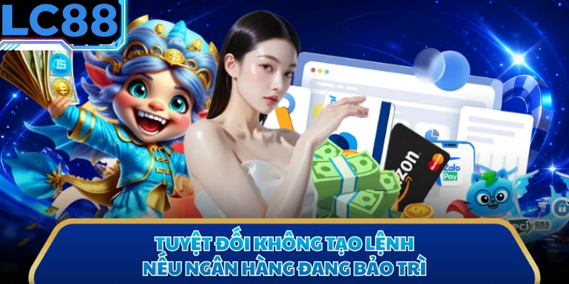 Tuyệt đối không tạo lệnh nếu ngân hàng đang bảo trì